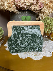 Green Rabbit Wooden Frame Clutch